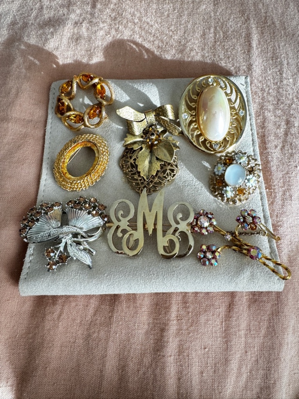 Gold-Tone Floral and Cameo Brooch Collection - Women Jewelry